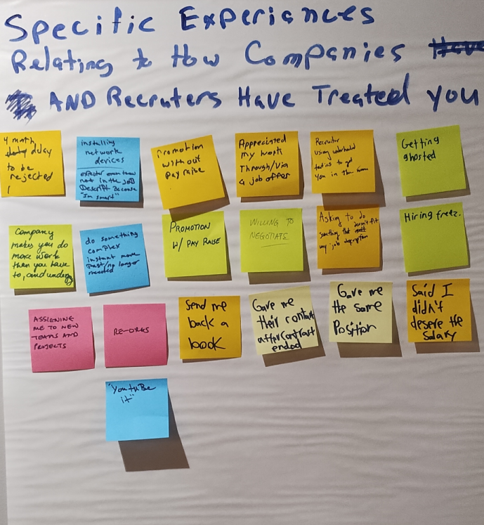 Companies recruiters responses sticky notes